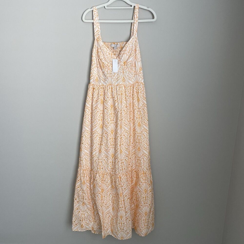 Loft Size 8 Eyelet Sleeveless V Neck Open Back Maxi Dress NEW NWT